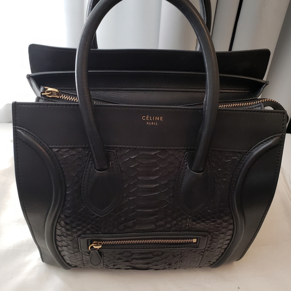 Celine Black Python Leather Tote Bag - image 3